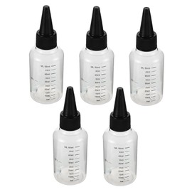 LALAFINA 5pcs Graduated Scale Plastic Squeeze Bottles - Transparent Plastic Squeeze Bottles with Nozzle Cap Hair Oil Applicator Accessories