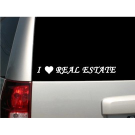 Appalachian Decals 9" White Vinyl "I love Real Estate" Decal - MADE IN THE USA