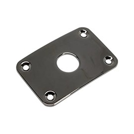 Curved Rectangular Metal Guitar Jackplate - Black Chrome - Explorer Electric Guitar for 1/4" Output Jacks