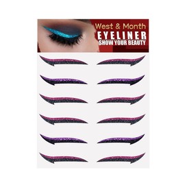 Glitter Eyeliner Stickers for Eyes,eyelid tape for hooded eyes invisible 6 Pairs,Waterproof Long Lasting Eye Makeup Stickers Portable Cosmetic Multicolor - Color: Purple + Pink