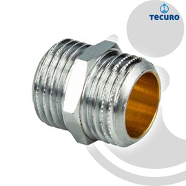 tecuro Double Nipple, Male Thread G 1/2 Inch (DN 15), Shiny Chrome-Plated Brass