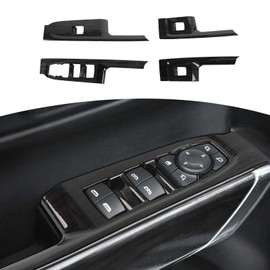 RT-TCZ - Cubierta de interruptor de elevación de ventana eléctrica Silverado para Chevy Silverado 2019-2021 para GMC Sierra 2019-2022, accesorios interiores de grano de madera negra, 4 piezas