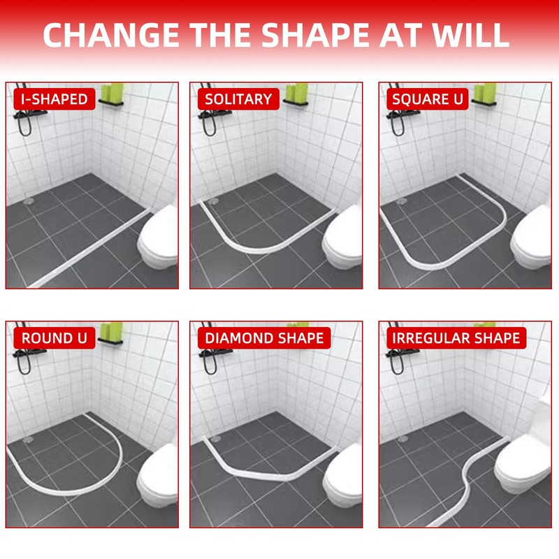 39 Inch Shower Threshold Water Dam, Transparent Flexible Silicone Water