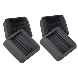 Non-Slip Rubber Caster Cups - Anti-Skid Furniture Pads for Bed, Couch, Table & Chair - Furniture Grippers & Floor Protectors - 4 Pack, Black