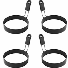 Egg Rings 3.5 Inch Stainless Steel Nonstick Egg Ring, Set of 4 Egg Rings for Frying Eggs, Round Cooking Egg Pancake Mold Egg Mold for Griddle