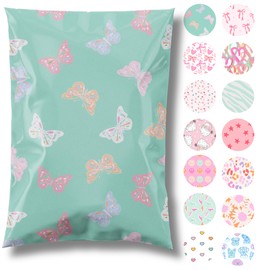 Pretty Package Store 14.5x19 Designer Poly Mailer 100 Pack Heavy Duty Waterproof Self Seal Shipping Bags for Small Business Large Mailing Envelopes Bulk Tear Resistant Packaging Butterfly