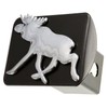 HitchCover Moose 3D Chrome Emblem on Black Trailer Metal Fits