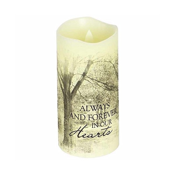 Carson Home Accent Candle - Flameless - Premier Flicker - Forever In Our Hearts w/Timer - Vanilla (6" x 3")