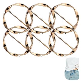 RAMGLYO Pack of 6 Women's Metal Belt Buckle, T Shirt Clip, Buckle, Silk Scarf Ring, Hem Knot Shirt Tie Clip, Girls Buckles and Clasps (Gold)