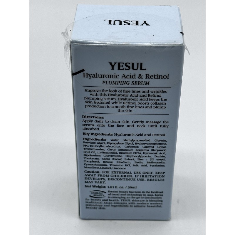 YESUL HYALURONIC ACID &RETINOL PLUMPING SERUM 1oz/30ml All Skin Types