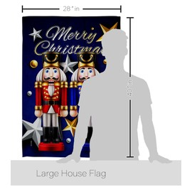 Breeze Decor Nutcrackers House Flag 2 pcs Pack Winter Christmas Santa Marry Xmas Present Reindeer Season Wintertime Snow Decoration Banner Small Garden Yard Gift Double-Sided, Made in USA