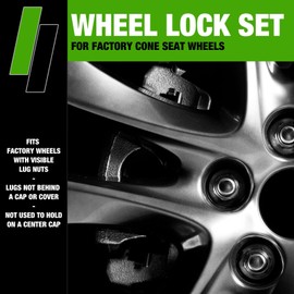DPAccessories Locking Lug Nuts Compatible with 2020-2025 Hyundai Palisade | for Factory Aluminum Wheels Only | Set of 4 Chrome Wheel Locks & 1 Key | DHYPAL01F-CH/LK1