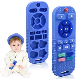 AiTuiTui Baby Teether for Teething Relief Baby Toys 3 6 9 12 Months, Silicone Baby Teether Toy for Babies Remote Control Newborn Infant Boy Girl Autism for Baby Gifts, Dark Blue