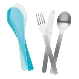 Smash on The Go Stainless Steel Reusable Travel Cutlery Set with Blue Case