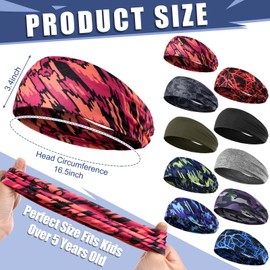 10 Diademas de Niños Muñequeras Atléticas Diadema Deportiva Elástica Absorbente de 16 Pulgadas Accesorios de Cabello de Niños Banda de Cabeza Suave de Sudor para Deportes (Estilo Novedoso)