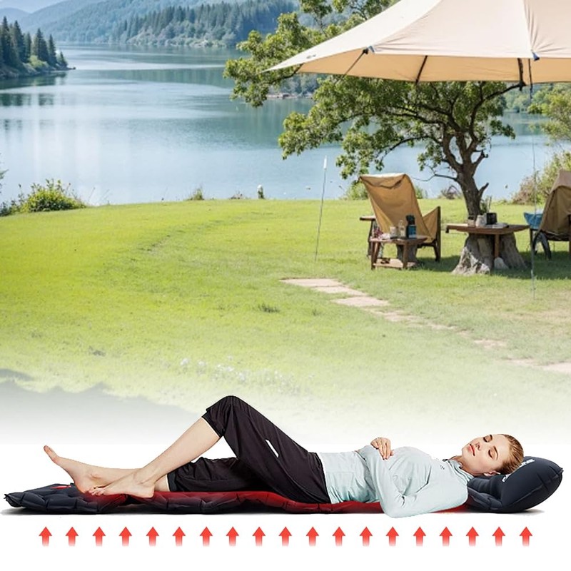 Camping Mattress Sleeping Pad, Portable Lightweight Inflatable Sleeping Mat, Built-in
