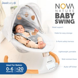 Nova Nature Baby Swing for Newborns – Natural Wood Toys, Electric Motorized Infant Swing, Bluetooth Music – Jool Baby