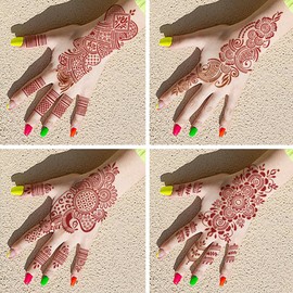 QSTOHENA Pack of 9 Henna Tattoo Stencil Kit,Reusable Mehendi Stencils Templates for Hand Forearm Indian Arabian Temporary Tattoo Stickers