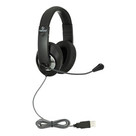 Egghead Premium Over-Ear School Testing & USB Multimedia Headset with Adjustable Headband, Leatherette Cushions, 360° Pivoting Microphone, and Resealable Storage Bag