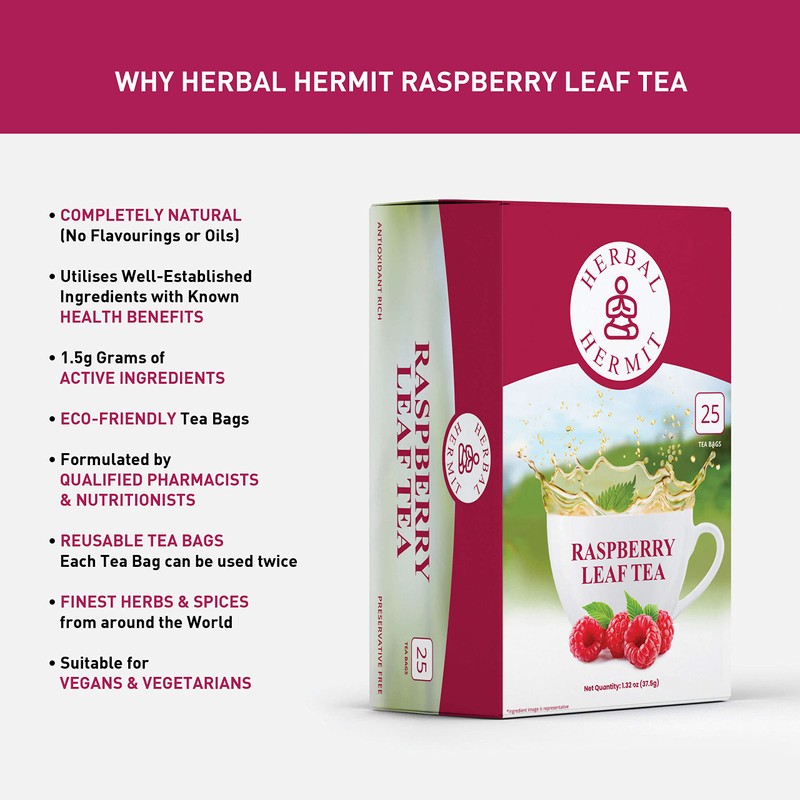 Red Raspberry Leaf Tea (25 TEA BAGS) for Pregnancy, Postpartum