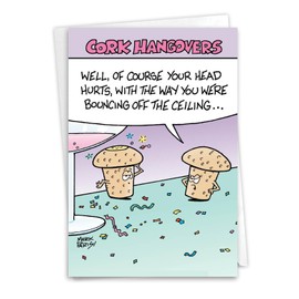 NobleWorks Cork Hangovers - New Year Greeting Card with Envelope (4.63 x 6.75 Inch) - C9492NYG
