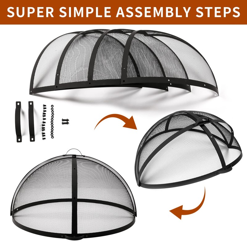 WeCooper Heavy-Duty Fire Pit Spark Screen, 36In Round Steel Mesh