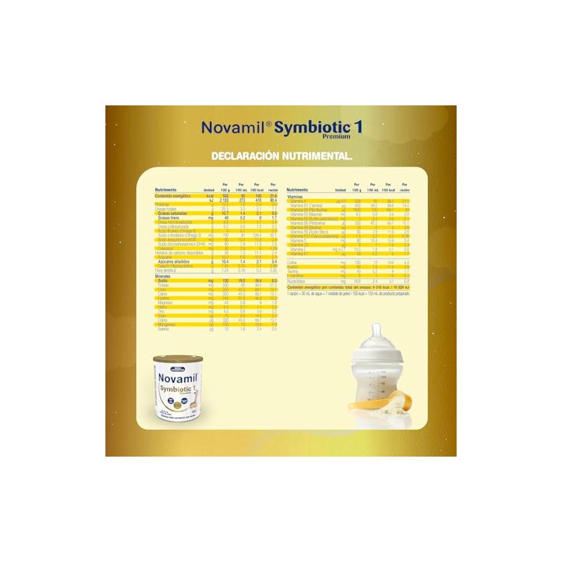 NOVAMIL Symbiotic Etapa 1 Fórmula con Hierro. Bote con 800g.