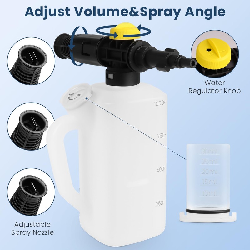 DERASL 1L Adjustable Snow Foam Lance - Compatible with Lavor,