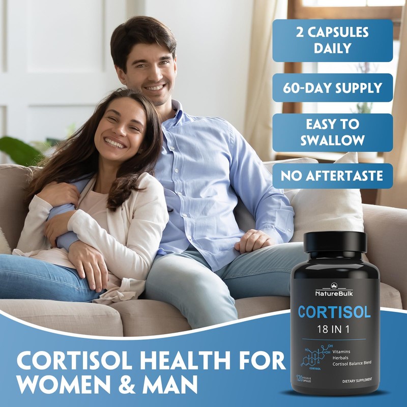 NATUREBULK Cortisol Supplements for Women, 18-in-1 - Premium Blend with
