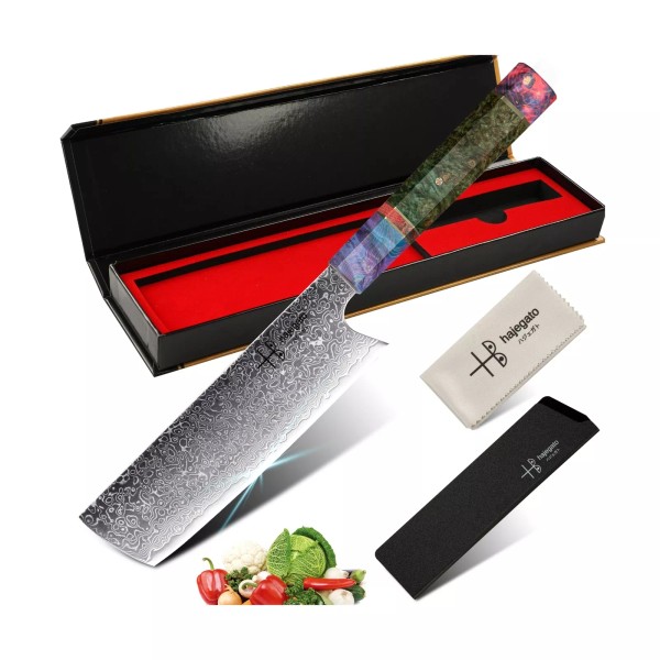hajegato Damascus Chef Knife Unique One of Kind Handle Professional