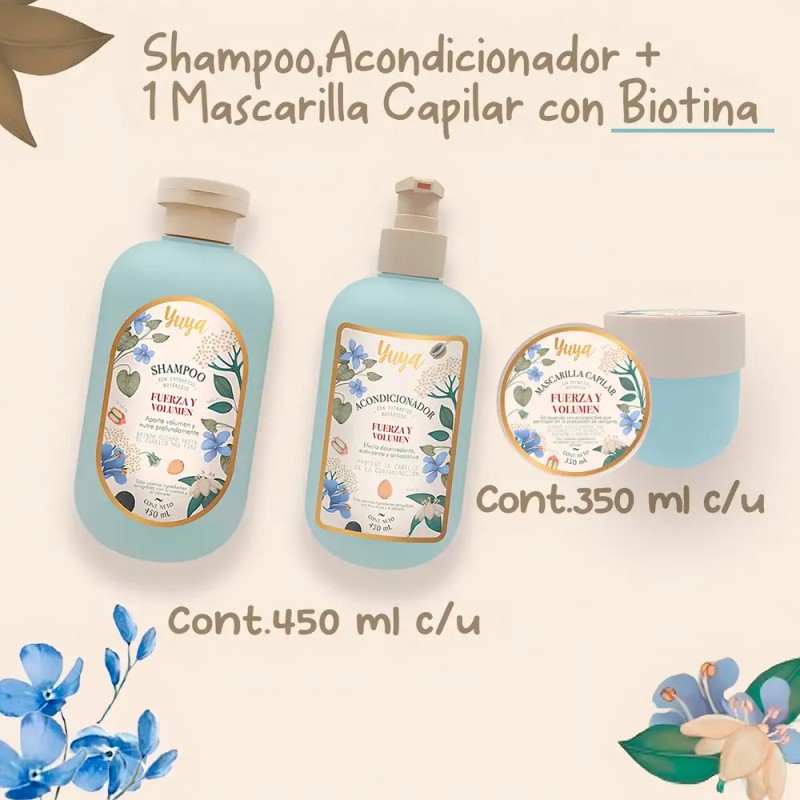 Kit Para Cabello Yuya Con Colágeno+biotina 100% Natural 3pz