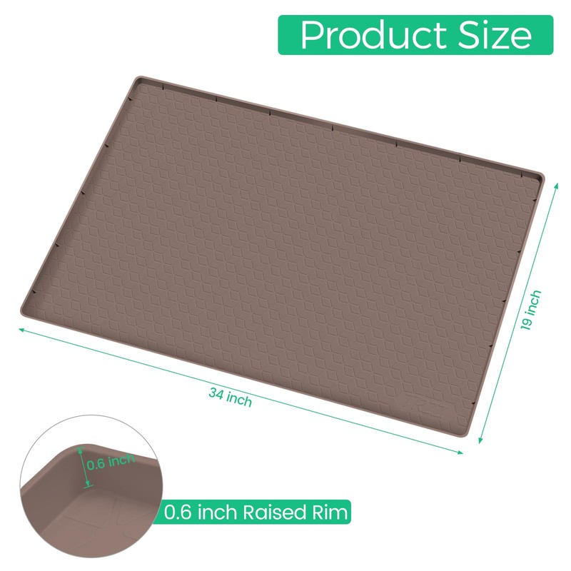 TRZZ Silicone Waterproof Under Sink Mat 34" x 19", Drip