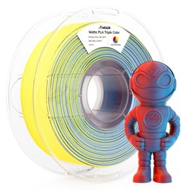AMOLEN PLA Matte 3D Printer Filament,Triple Color Red Yellow Blue PLA Filament 1.75mm with Smooth Matte Finish,3D Printing Filament for Most FDM 3D Printers,1kg Spool (2.2lbs)