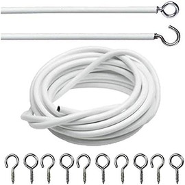 EveryHome 3 Metre Net Curtain Wire with 6 Eyes + 6 Hooks