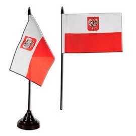 Flaggenfritze Table Flag Poland with Eagle + Free Sticker