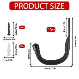 Garage Hooks, 10 Pcs Ladder Hooks for Hanging Heavy Duty Hooks, Ladder Storage Hooks, Wall Mounted Garage Hanger Brackets Hooks for Garage Wall Bike Chair Garden Hose Garden Tool Storage Hook