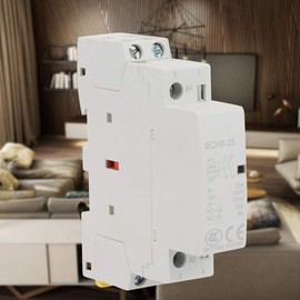 2P 25A AC Contactor, 220V/230V 2NO 50/60HZ DIN Rail Household AC Contactor, Low Noise Energy Saving AC Contactor for Household Applications