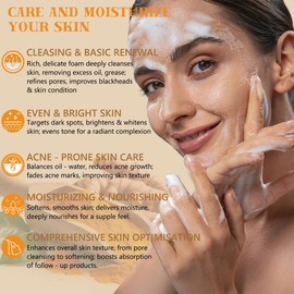 2PCS Turmeric Soap Bar, Natural Kojic Acid Soap for Face & Body, Vitamin C Soap Bar, Acne Blackheads Dark Spot Remover for Even Skin Tone, Deep Cleansing & Moisturizing, with Foaming Nets