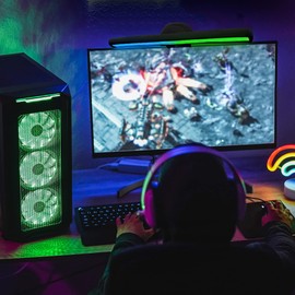 Monster Multicolor LED Light Bar, Works With Laptop/Desktop Computers, Simple Button For Power, Color/Brightness Modes, Reduces Glare From Screen, Fast DIY Installation With Easy Mount Clip