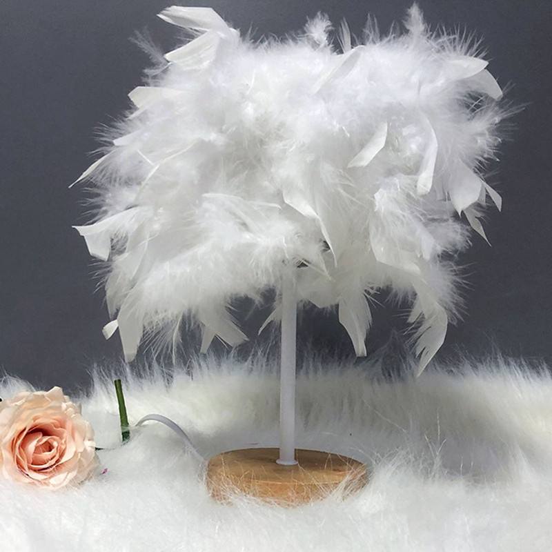 Feather Table Lamp Light Luxury Bedside Lamp Night Light for