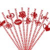 Valentine's Day Paper Straws Red White Striped Drinking Straws