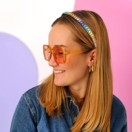 FASOTY Rhinestone Headband Rainbow Women Girls Fashion Handmade Sparkly Crystal Diamond Bling Headbands Hair Hoops Headband Beaded Jeweled Hairband Hair Accessories