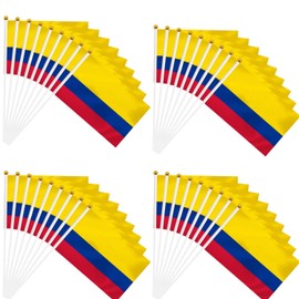 50Pcs Colombian Flag on Sticks 14x21cm Mini Colombia Waving Flag Plastic Flagpole Single Side Flag Small Flag Parade International Festivals Party Decoration Supplies Election Support