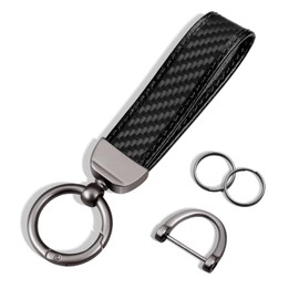 T-carbon Genuine Carbon Fiber Key Chain Fashion Simple Portable Durable Car Key Chain Key Storage Black, Matt Black