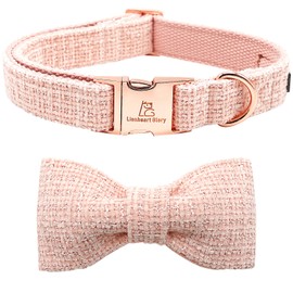 Lionheart glory Dog Collar with Bowtie,Pink Dog Collars for Female Dogs,Adjustable Soft Dog Collars with Bow Tie, Pet Collars, Bow Tie for Medium Dogs, Gift