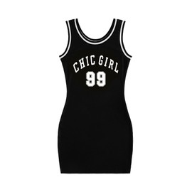 SOLY HUX Womens Bodycon Mini Dress Sleeveless Tank Dresses Jersey 90s Outfits 2000s Clothing Black Letter Graphic Small