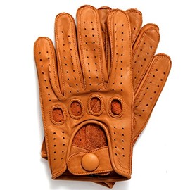 Riparo Genuine Leather Reverse Stitched Full-Finger Driving Gloves (Small, Black/Cognac Thread)