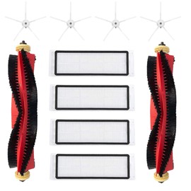 JoyBros JoyBros Zubeh?r f1r Roborock S5 Max S6 maxV S6 Pure E4 E5, 2x Hauptb1rsten 4x Filter HEPA 4x Seitenb1rsten Wei?e Ersatzteile (11-Pack)
