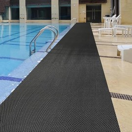 PVC Drainage Floor Mat Non-Slip Commercial Wet Area Mat for Outdoor and Indoor Restaurant Kitchen Bar Swimming Pool Splash Matting Water Drain Flooring Mat (Black, 3FTX16.4FT)