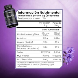 Nuboost Inositol de 240 Cápsulas De 2g - Myo Inositol - Myo Inositol y D-chiro-inositol Mezcla 40 1 - HECHO EN USA                                    